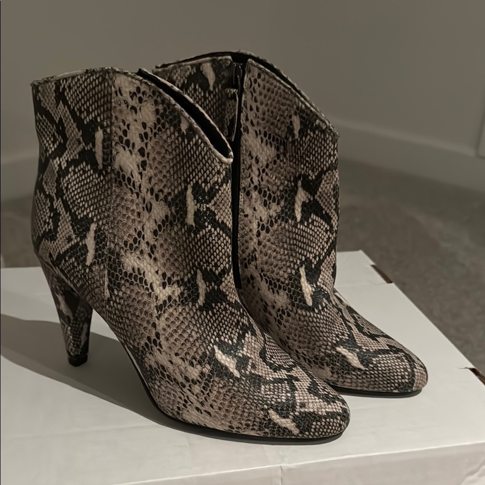 Halogen Snakeskin Pattern Ankle Booties